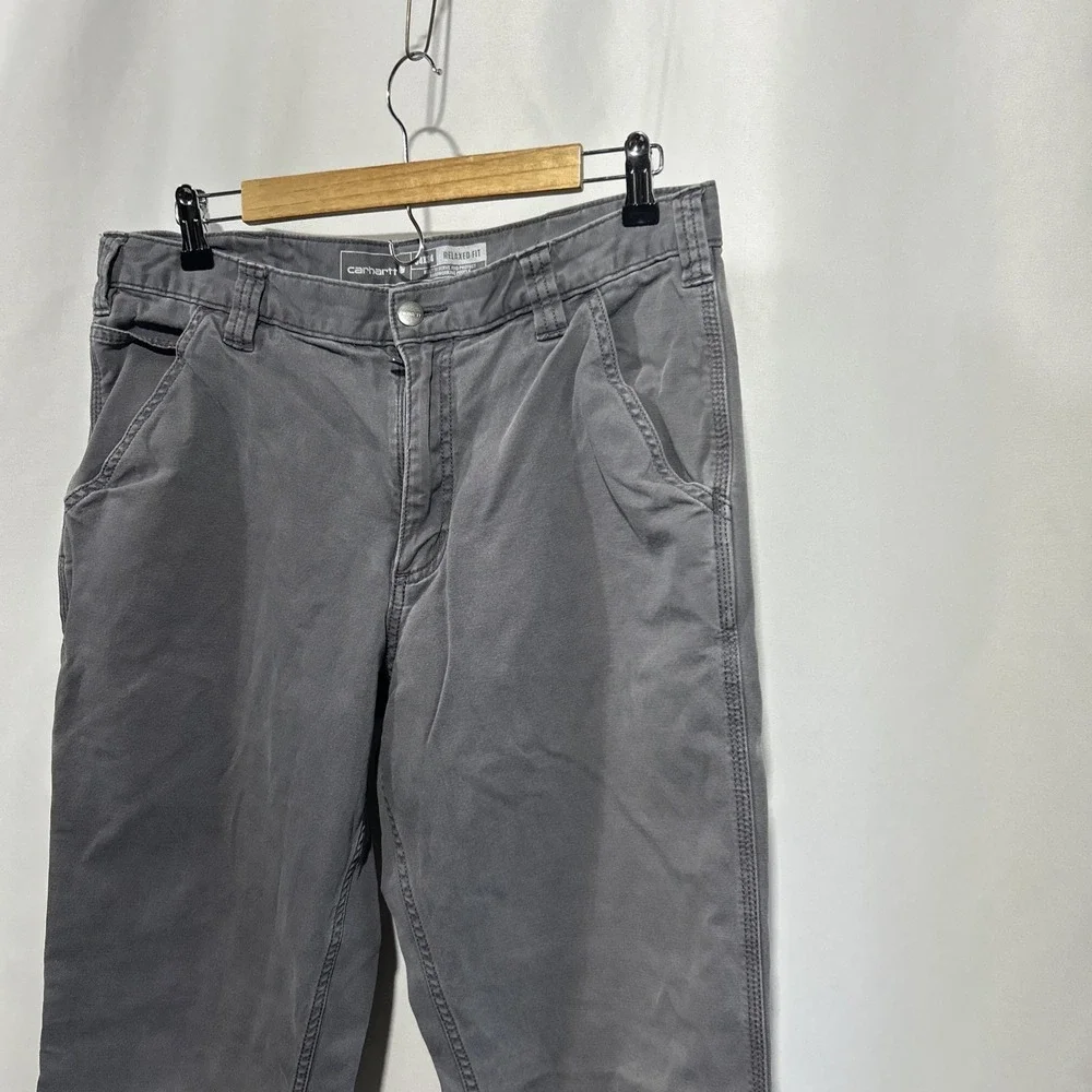 Carhartt Rugged Flex Pants Mens 34x34 Relaxed Fit Gray Canvas Work 102291